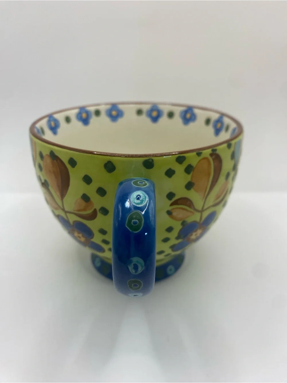 Coastal Imports Dutch Wax Mug Hand Painted Embossed Textured Jumbo Latte Cup